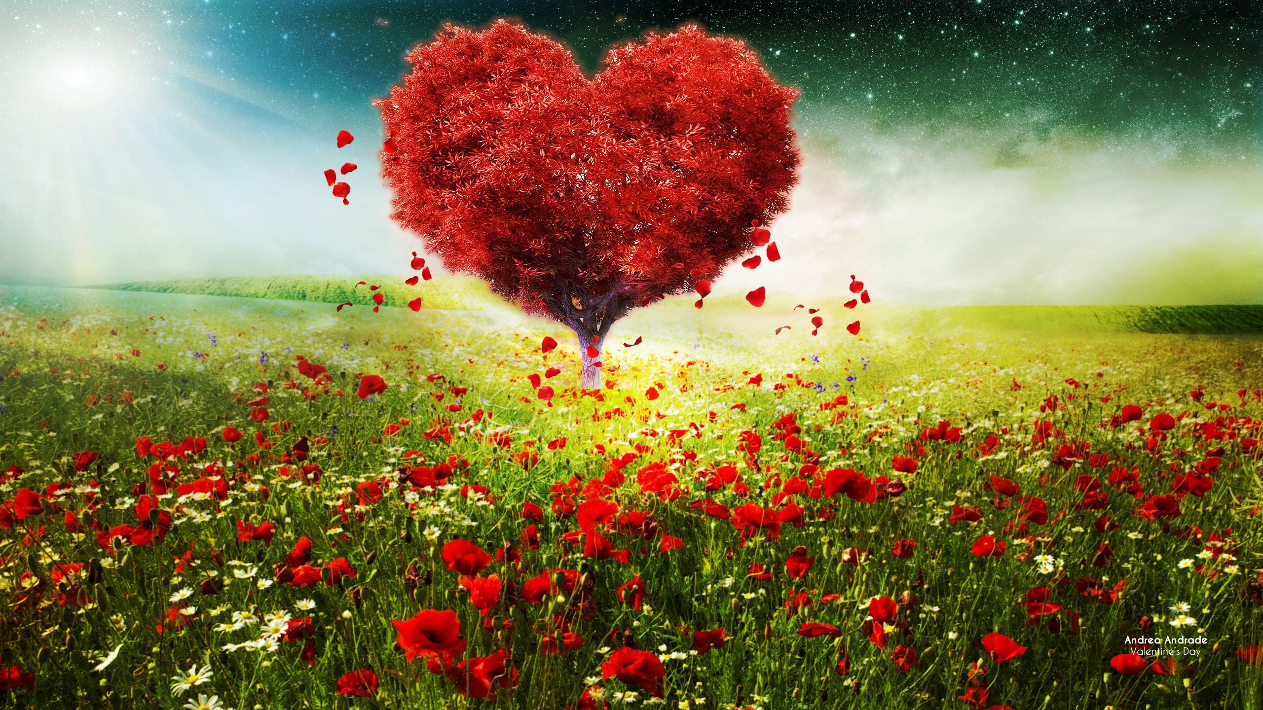 Valentines Day Love Heart Tree Landscape HD65432978